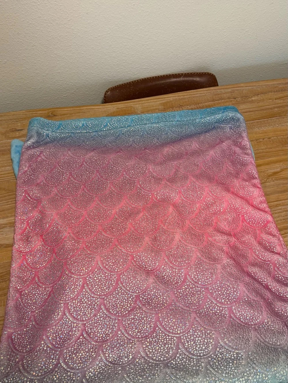 Justice Girls Mermaid Tail Blanket Soft Plush Pink, Teal & Blue